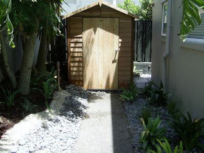 Side garden with shed completed